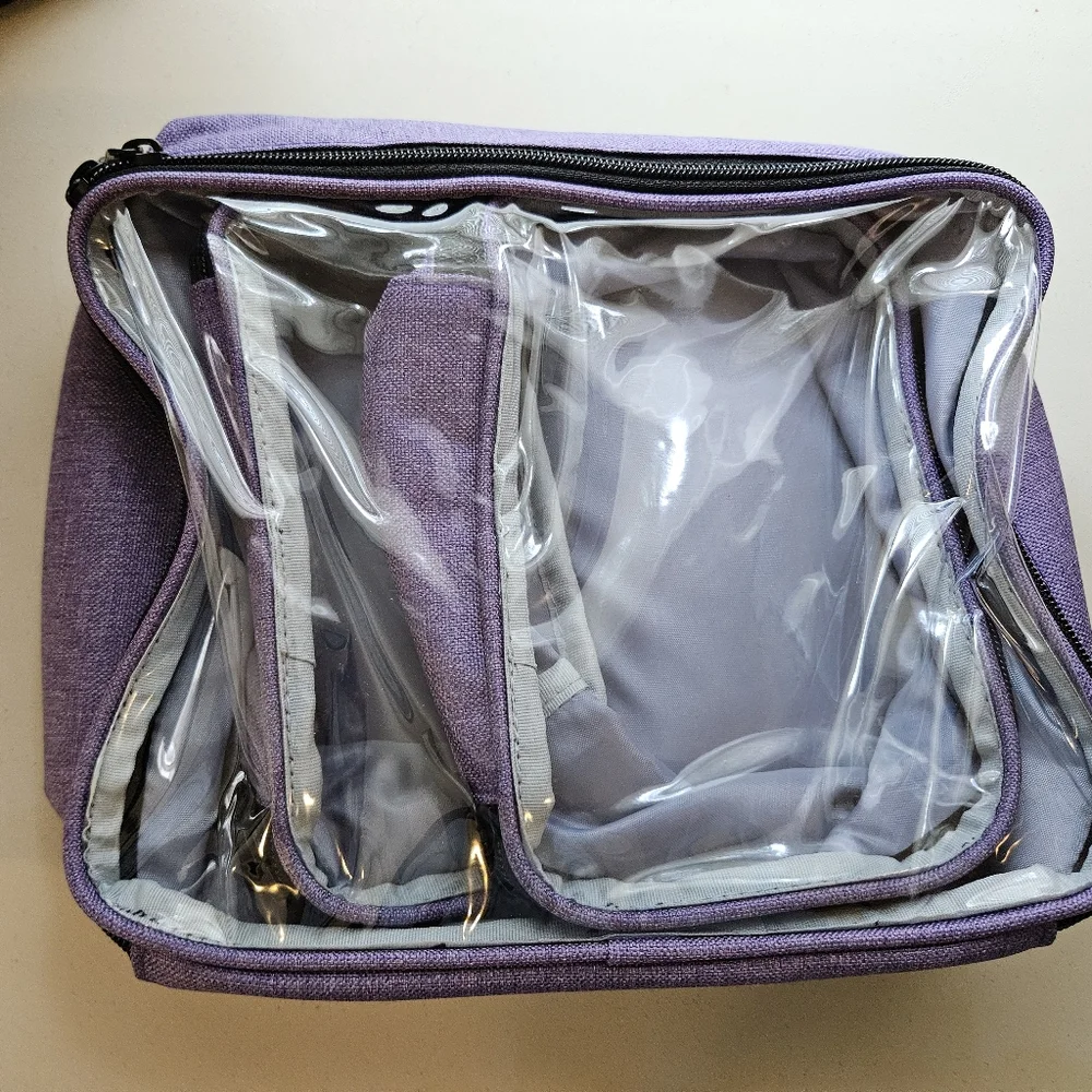 BAFASO 2-Layers Large Makeup Bag with 3 Removable Pouches and Detachable Divider